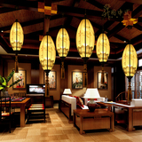 新中式吊灯布艺仿古客厅灯具餐厅手绘国画古典灯笼茶楼酒店工程灯