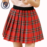 韩版女童格子短裙红色薄款学院风中大童儿童百褶裙半身裙夏女校服