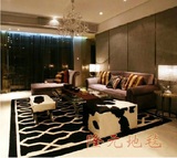 欧式时尚地毯客厅茶几地毯特价黑白条纹地毯简约抽象地垫370