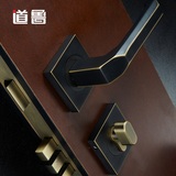 新款纯铜分体门锁卧室室内房门门锁黑色美式复古全铜四方执手门锁