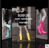 包邮BEARCAT正品时尚雨鞋套雨靴防滑加厚底 出口韩国中筒防水雨鞋
