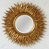 0.99米圆形欧美法式手工艺品装饰镜子客厅玄关壁挂向日葵太阳花镜