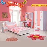 儿童床青少年卧室套房家具组合粉色公主女孩男孩高箱储物特价