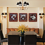 中式客厅装饰画三联画现代简约浮雕工艺画壁画沙发背景墙餐厅挂画