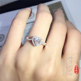 文欢珠宝 18K白金钻石戒指 正品50分心形钻戒 求婚结婚婚戒钻戒女