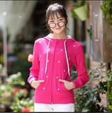 2016春秋新款修身韩版初中学生少女长袖连帽卫衣外套女士上衣单件