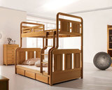 榉木实木双层母子高低床上下铺两层组合成人子母床高架儿童房家具