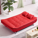简易皮艺沙发床可折叠实木单人双人床2人组合客厅小户型沙发1.9米
