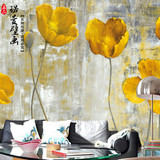 欧式复古壁纸 抽象黄花艺术客厅背景墙纸 卧室无缝大型壁画墙布3d