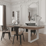美式做旧实木餐桌椅组合北欧铁艺电脑桌复古办公桌会议桌咖啡桌