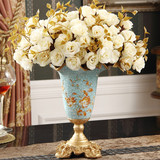 高档欧式复古树脂餐桌创意客厅家居装饰品田园花器插花摆件小花瓶