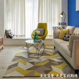 欧式抽象格子个性茶几地毯客厅现代简约卧室床边垫长方形家用定制