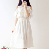 夏季韩版学生甜美少女小清新裙子日系中长款文艺蕾丝连衣裙仙女装