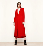 韩国代购长款双面羊绒大衣2016秋冬新款女装高端红色羊毛呢子外套
