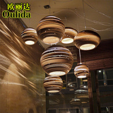 复古瓦楞纸吧台吊灯工业单头圆球灯设计师创意餐厅咖啡厅蚕蛹吊灯