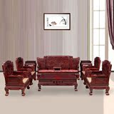 红木客厅沙发组合 非洲酸枝木万紫千红原木雕花沙发中式仿古家具