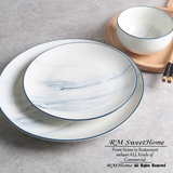 若沐欧式创意简约大理石碗碟餐具米饭碗碗碟套装家用个性陶瓷盘子
