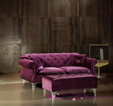 欧式沙发绒布双人沙发新古典宜家客厅小户型紫色丝绒面料沙发H-6