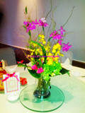 上海庆典，会议，婚礼鲜花布置/进口千代兰跳舞蓝主桌花鲜花布置