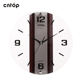 CNTOP玻璃时钟 圆形欧式简约创意白色  家居卧室办公室挂钟表包邮