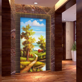 3D立体欧式客厅走廊背景墙壁纸无缝大型壁画玄关墙纸风景油画小路