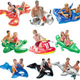 包邮INTEX坐骑儿童游泳圈动物坐圈成人座骑宝宝戏水充气水上玩具
