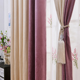 定制成品窗帘全遮光加厚纯色雪尼尔条纹拼接简约现代客厅卧室飘窗