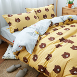 儿童四件套纯棉床上用品全棉卡通小熊床单三件套男孩1.2m1.5米床3