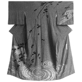 日本和服女装古着中古二手和服正装垂枫流水小纹访问缩缅正绢S级