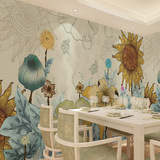 创意田园花卉壁纸艺术美式复古客厅背景墙纸墙布个性定制壁画