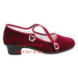 老北京布鞋女鞋正品福泰欣女式中跟红色舞蹈鞋红色舞鞋红布鞋