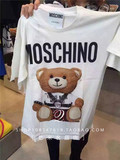 美国代购MOSCHINO莫斯奇诺 16春夏新款大泰迪熊印花短袖T恤 现货