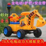 正品大号儿童电动挖掘机可坐可骑挖土机 充电推土机工程车玩具