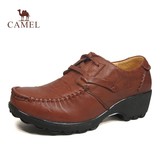 camel骆驼女鞋春款 透气流行 系带单鞋休闲坡跟鞋A1379052