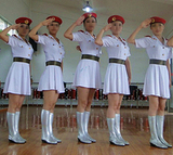 军旅舞蹈服装/现代舞演出服装/舞台演出服装/白色女兵服饰/迷彩裙