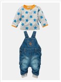 【现货包邮】Ladybird英国正品代购童装 男童星星T恤+牛仔背带裤