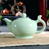 龙泉青瓷圆茶壶 陶瓷功夫茶具 彩鲤泡茶壶 个性创意茶道茶具 包邮