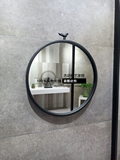 欧式铁艺壁挂镜圆形镜子化妆镜浴室镜穿衣镜试衣镜卫生间创意挂镜