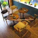 简约现代韩式休闲咖啡馆茶餐厅西餐厅甜品店水曲柳实木餐桌椅组合