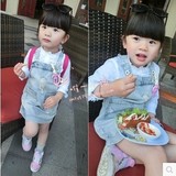 韩版3岁童装2016春新款4女童5潮童工装牛仔背带裙7破洞儿童裙子8