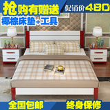 实木床松木双人床1.8地中海床现代白色单人床1.5米简约童床1.2米