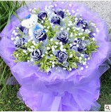 11朵蓝色妖姬蓝玫瑰花束七夕节鲜花预定上海鲜花速递七夕当天送花