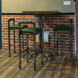 LOFT工业风酒吧椅铁艺吧台椅咖啡厅桌椅复古银软皮带靠背高脚凳子