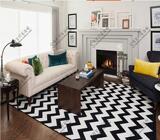 北欧美式宜家现代简约黑白波浪条纹地毯客厅卧室沙发卧室床边定制