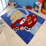 麦蓝色卡通赛车总动员昆小汽车地毯男孩儿童房间卧室床边垫子定制
