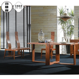 新中式家具现代中式实木餐桌椅子明清仿古椅子样板房餐厅桌椅组合