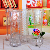 六角透明玻璃花瓶园艺水生水培植物富贵竹花瓶花盆器皿摆饰小中等