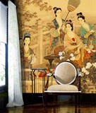无缝大型壁画 壁纸/国画人物唐代仕女图古代美女中式酒店茶室专用