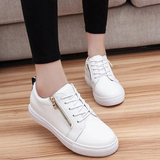 秋季韩版系带女休闲透气鞋初中学生女生运动鞋生白色黑色布洛克鞋
