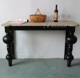 欧式实木仿古家具 法式美式乡村欧式复古橡木实木玄关边桌